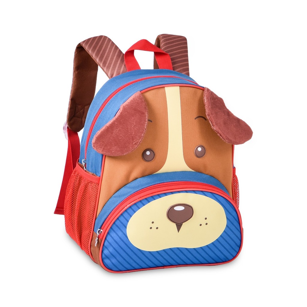 MOCHILA INFANTIL CACHORRO AZUL/VERMELHO COSTAS