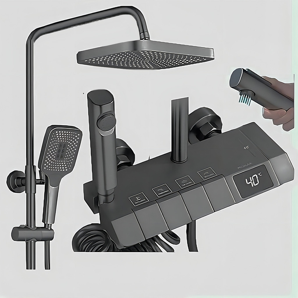 Chuveiro Ducha 4 Saídas Misturador Termostato Digital Grafit eleva a sua experiência de ba...