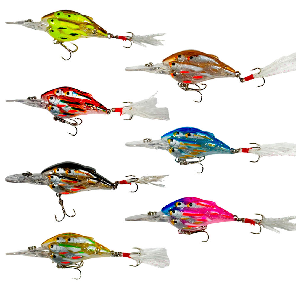 Isca Artificial Pesca Deyu 3D PGQA-06 Minnow Cardume ABS Meia Agua 8cm 9g