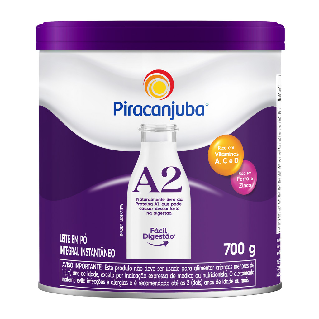 Leite Em Pó Integral Instantaneo A2 700g Lata Piracanjuba