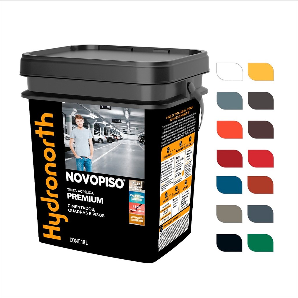 Tinta Piso Novopiso Acrilica Cores 18 Litros - Cores Hydronorth