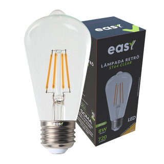 Kit 3 Lâmpada Led Retrô ST64 Clear Bulbo E27 8W 2400K Branco Quente Bivolt Easy em Oferta na Shopee
