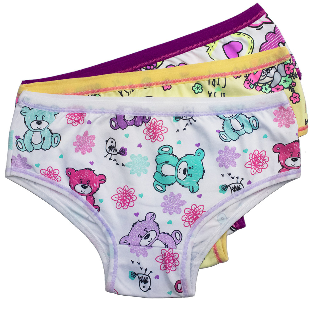 Kit 3 Calcinha Infantil Microfibra Menina Moça Estampada Conforto Poliamida Empório Da Roupa