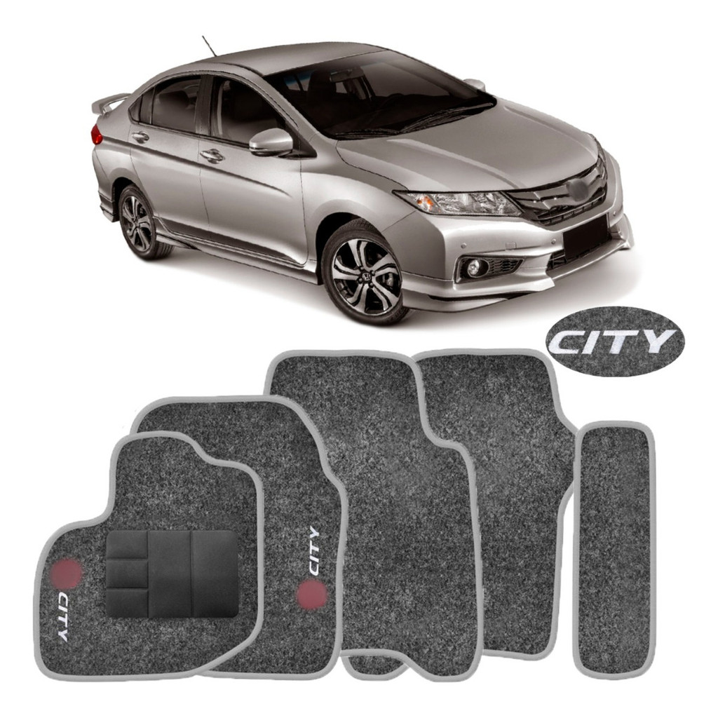 Kit de tapetes 5 peças específico City 2015 16 17 18 19 2020 Carpete Grafite
