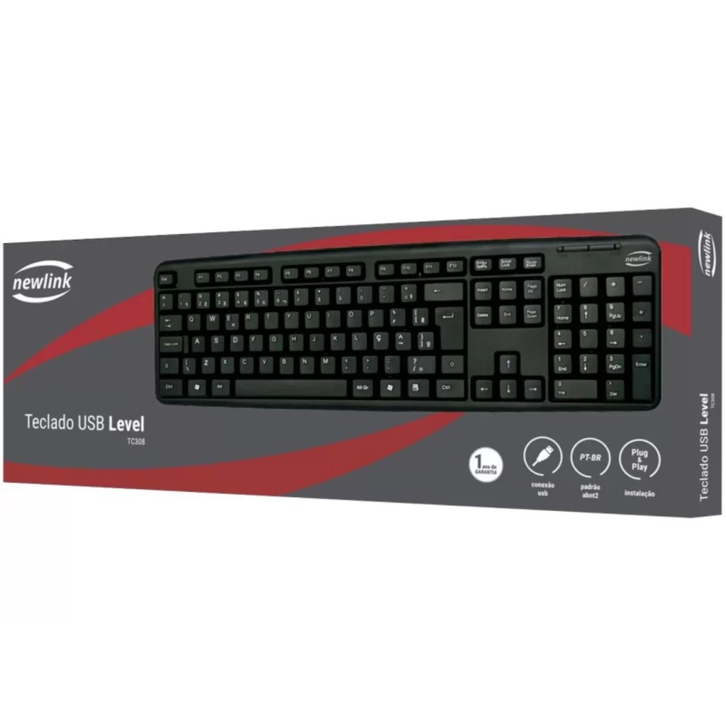 Teclado USB Standard TC310 Preto Newlink Plug Play Padrão ABNT