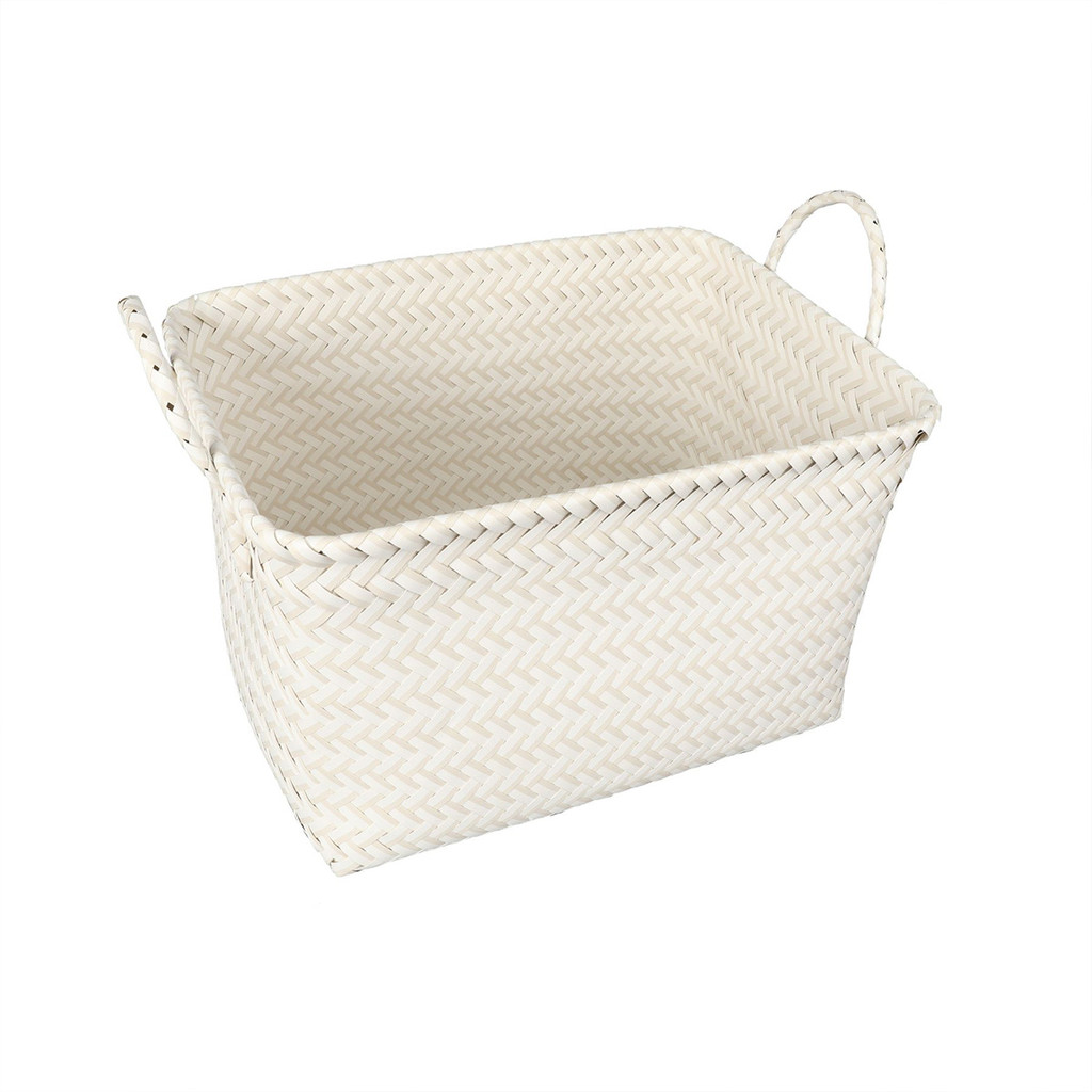 cesto organizador retangular 40cm com alças de plástico - Oikos em Oferta na Shopee