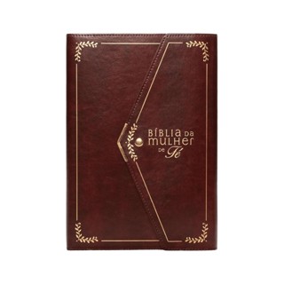 Bíblia Da Mulher De Fé Grande | NVI | Letra Grande | Couro Soft Vinho com Fechamento Carteira em Oferta na Shopee