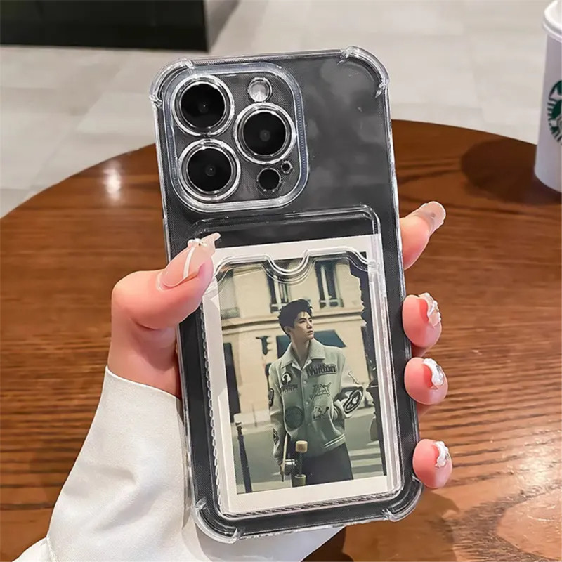 \ Casing Slot Para Cartão Transparente Caso De Telefone Xiaomi Poco X7 Pro Redmi Nota 14 Plus Turbo 4 4G 5G Carteira Mac