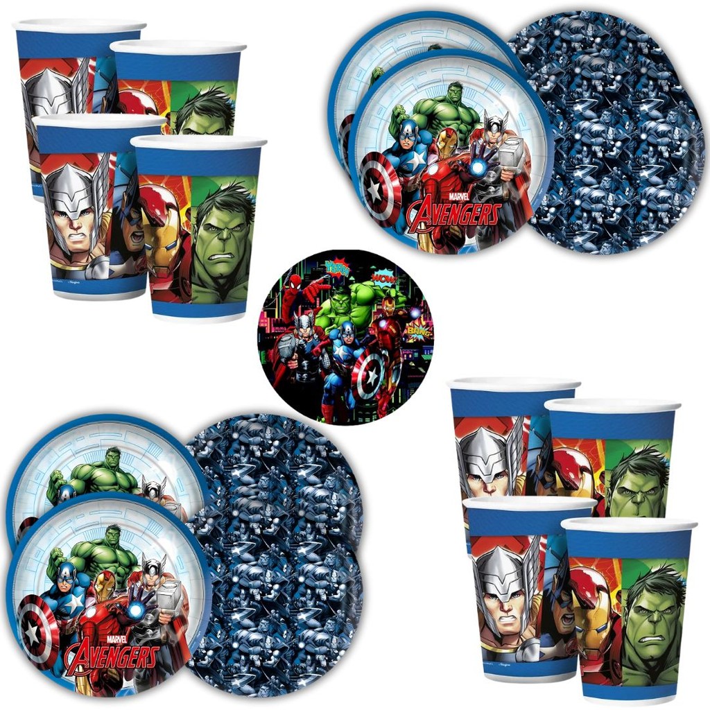 Kit Festa VINGADORES AVENGERS 16 Pratos + 16 Copos Descartável 180 Ml Papel - REGINA em Oferta na Shopee