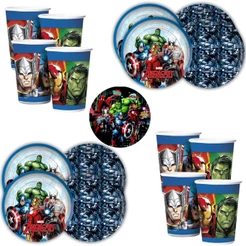 Kit Festa VINGADORES AVENGERS 16 Pratos + 16 Copos Descartável 180 Ml Papel - REGINA (CHOCO)