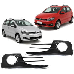 Grade Moldura Farol de Milha Preto Com Friso Cromado e Furo Fox Spacefox 2015 a 2022