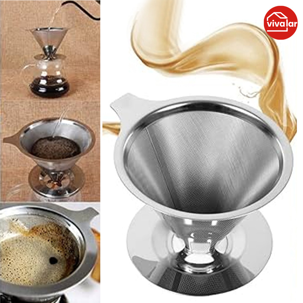 Filtro de Café Inox Alta Qualidade - Coador Reutilizável para Chá e Café Método Pour Over em Oferta na Shopee