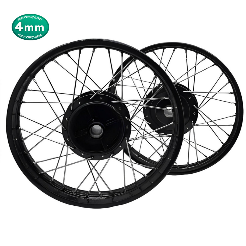 Par Roda Aro Ferro Cubo Preto Raio 4mm Ybr 125 / Ybr Factor