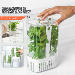 Pote Organizador De Temperos Verduras Geladeira 2,3L Com Escorredor Coentro Salsinha Manjericão OU