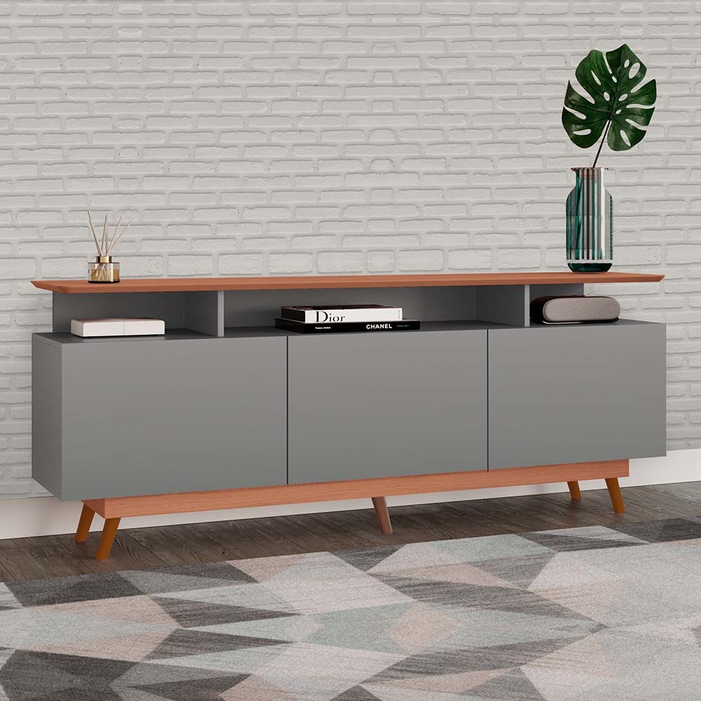 Rack Tuboarte Taina p/ TVs de até 65 Polegadas 3 Gavetas com Pés em estilo Retrô em Oferta na Shopee