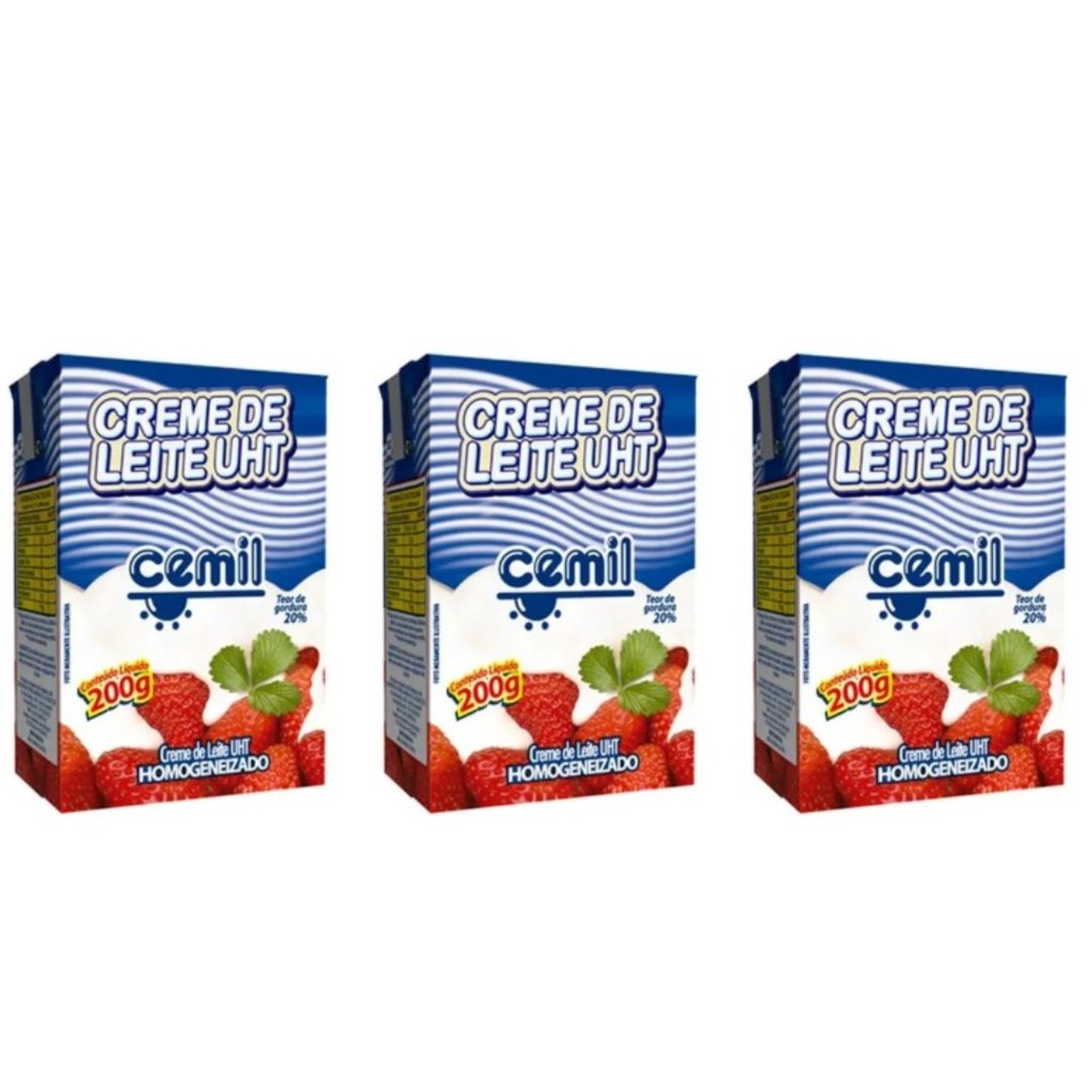 Kit C/3 Creme de Leite 200g 20% Gordura - Cemil