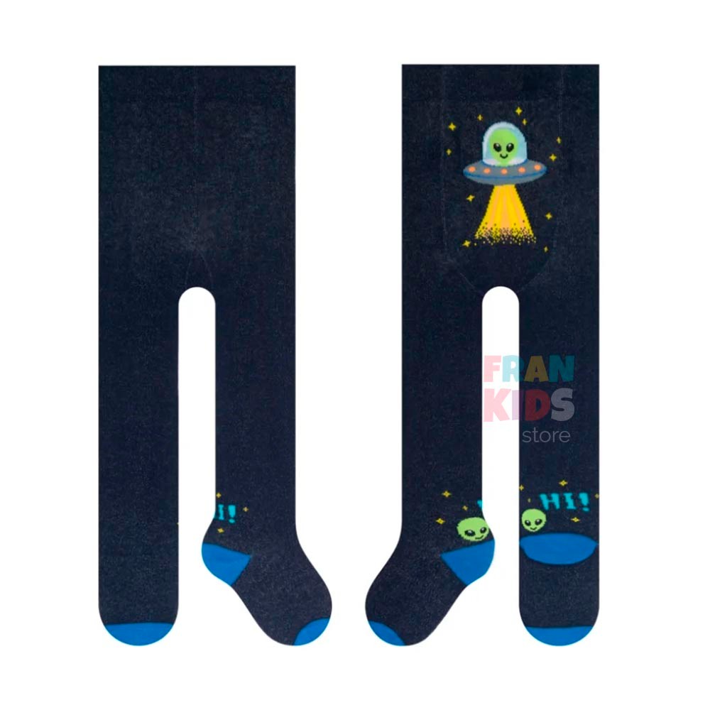 Meia-Calça Fio 80 Bebê Menino em Algodão Nave Espacial - Selene