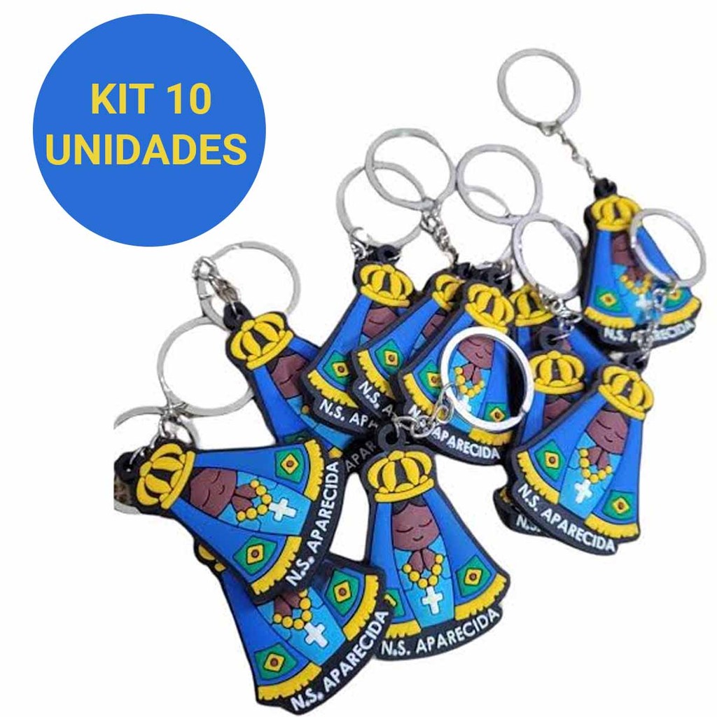 Kit 10 Chaveiro Religioso de Borracha Nossa Senhora Aparecida em Oferta na Shopee