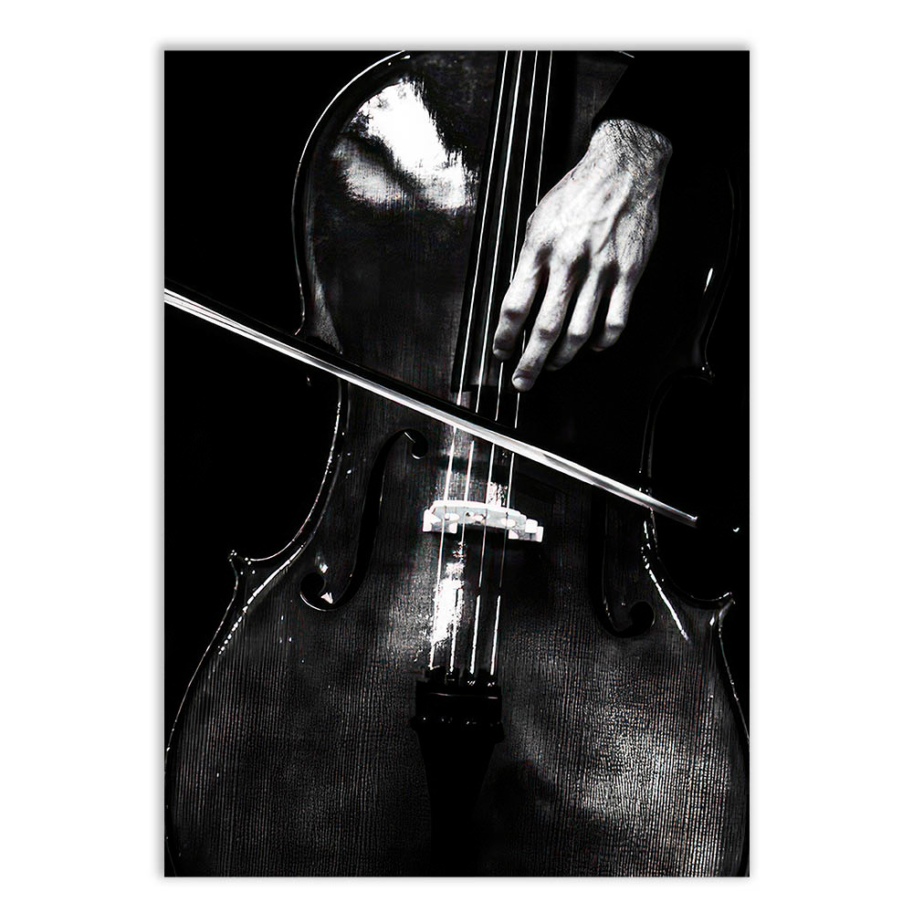 Placa Decorativa Violoncelo Fotografia Preto Branco Decoração Poster Quarto Sala