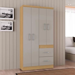 Guarda Roupa Solteiro Ambiente Milão 4 Portas Damasco Off White – Poquema