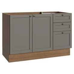 Balcão de Pia 120 cm 2 Portas 3 Gavetas (Sem Tampo) Rustic/Cinza Vik Madesa