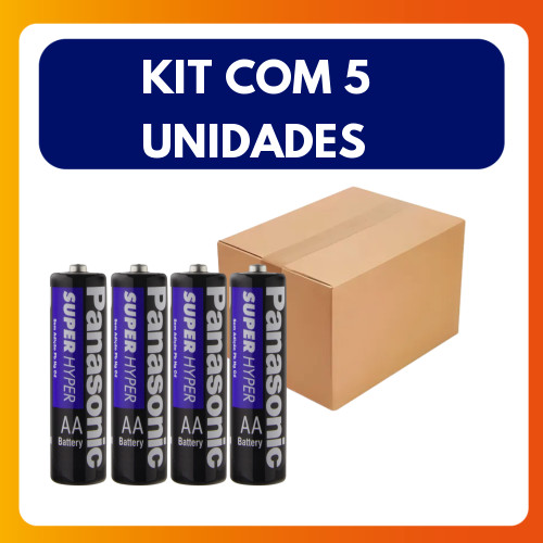 Kit com 5  Pilha Panasonic Super C/4 Aa Pequena Blister