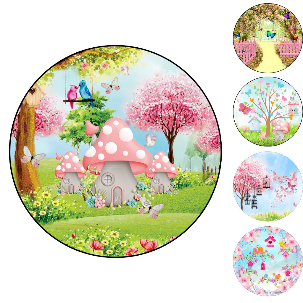 Capa Painel Redondo Mesa Jardim encantado Sublimado C/ Elástico 50×50Cm em Oferta na Shopee