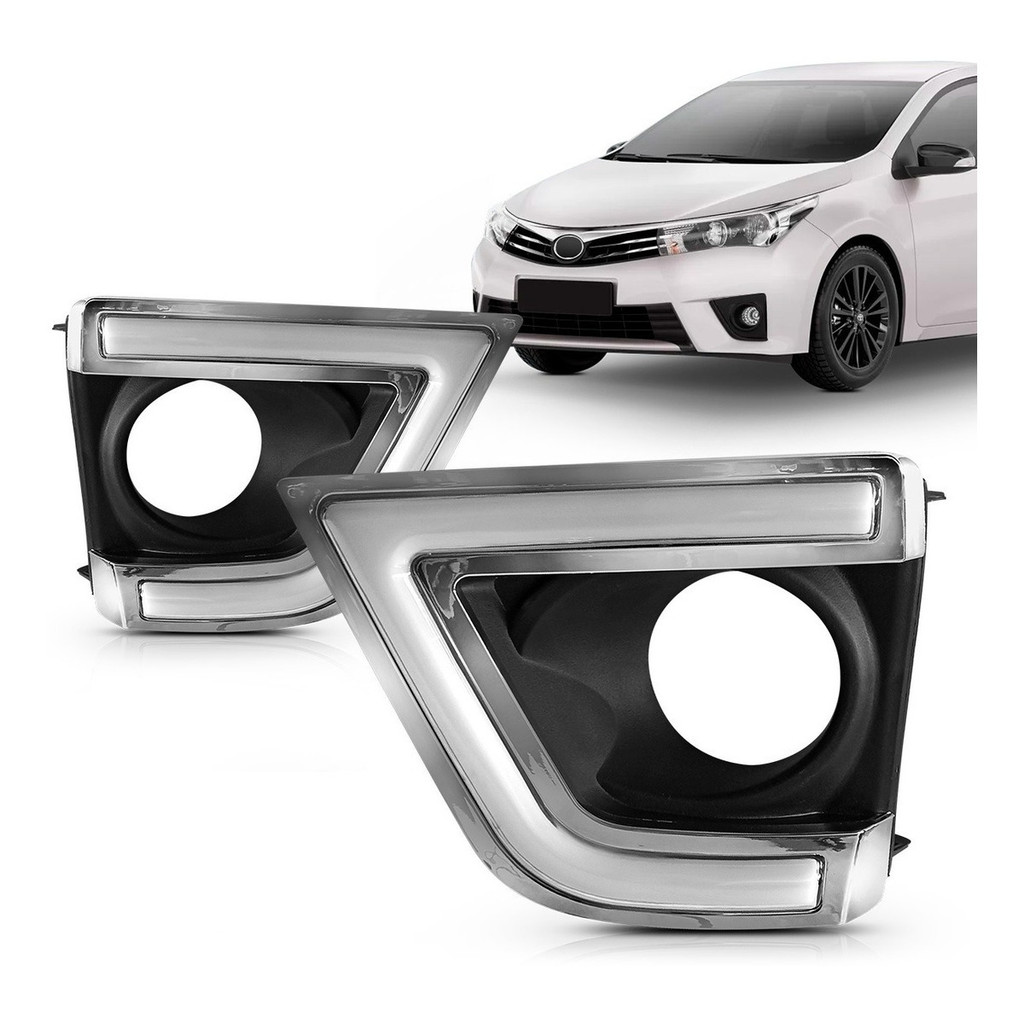 Par Moldura Milha Daylight Corolla 2015 2016 2017 Drl