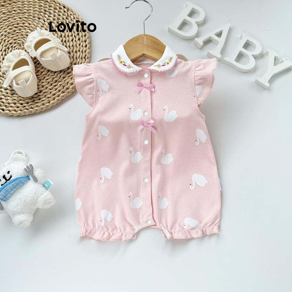 (Trendy) Lovito Body bordado com laço e estampa de animal fofo para bebê LNL92011 - Baby & Kids Fashion