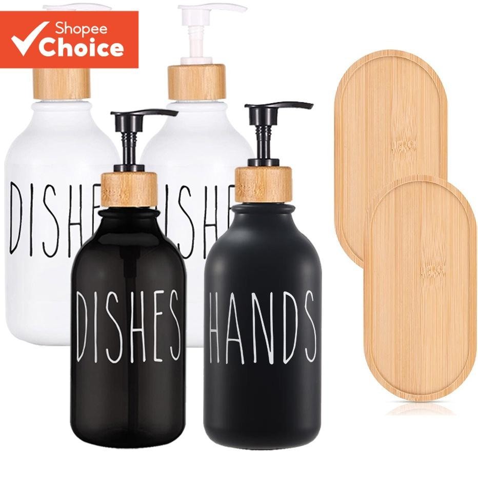 Dispensador De Sabonete Branco Para Mãos E Pratos Com Bomba : Garrafa De 500ml Organização De Decoração De Cozinha De Fa