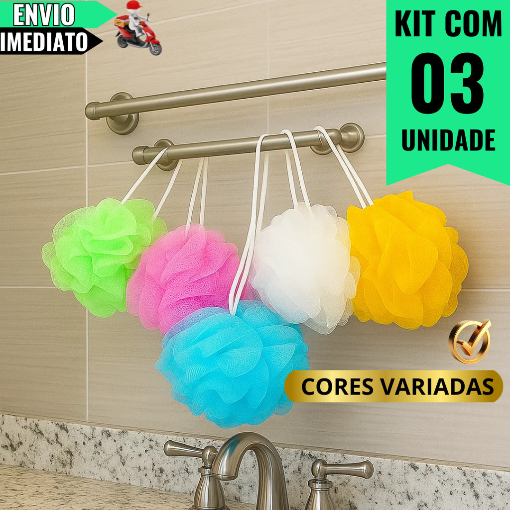 Kit com 3 Esponjas para Banho de Textura Suave para Cuidado Pessoal e Bem-Estar