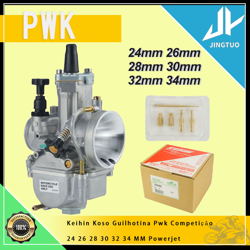 Motocicleta Carburador Guilhotina CompetiçãO para Keihin KOSO PWK 24 26 28 30 32 34mm 2T 4T ATV Quad com Powerjet grátis em Oferta na Shopee