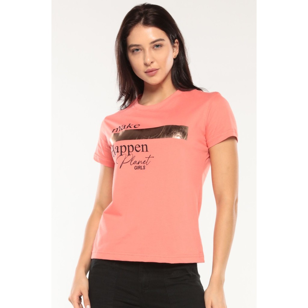 Camiseta Feminina Make Happen Planet Girls Rosa Médio - Women Clothes