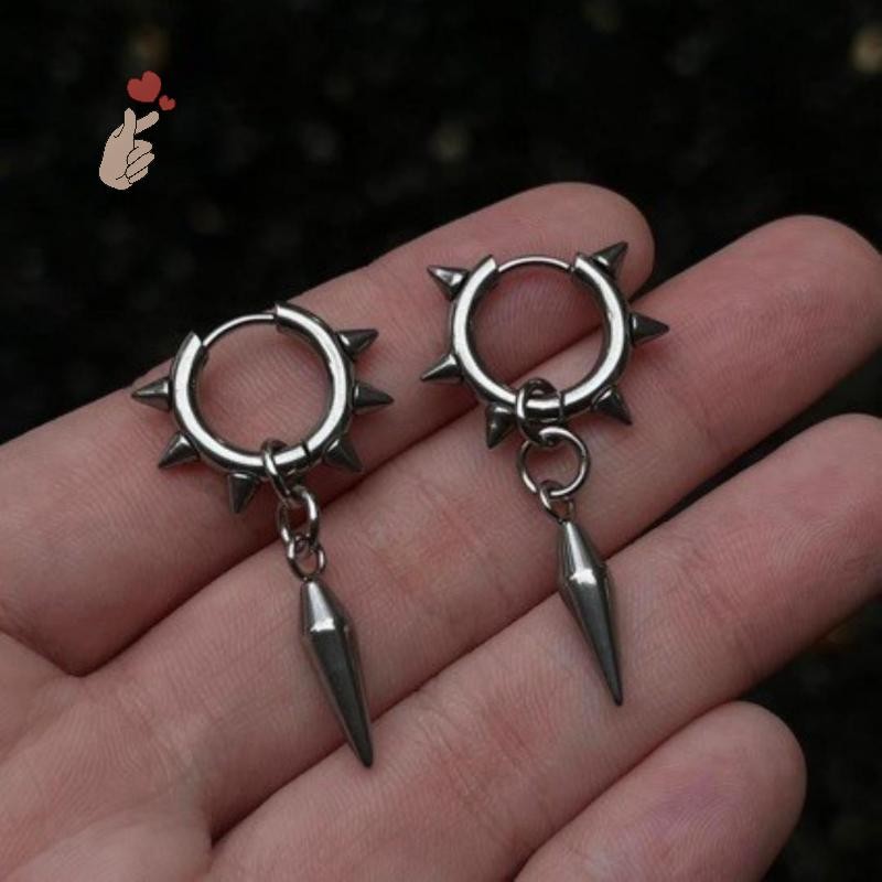 [PEBR] Brincos Góticos Y2K Com Pontas Grunge Estética Estrela Da Manhã Rebite De Argola Para Mulheres Homens Joias Punk 