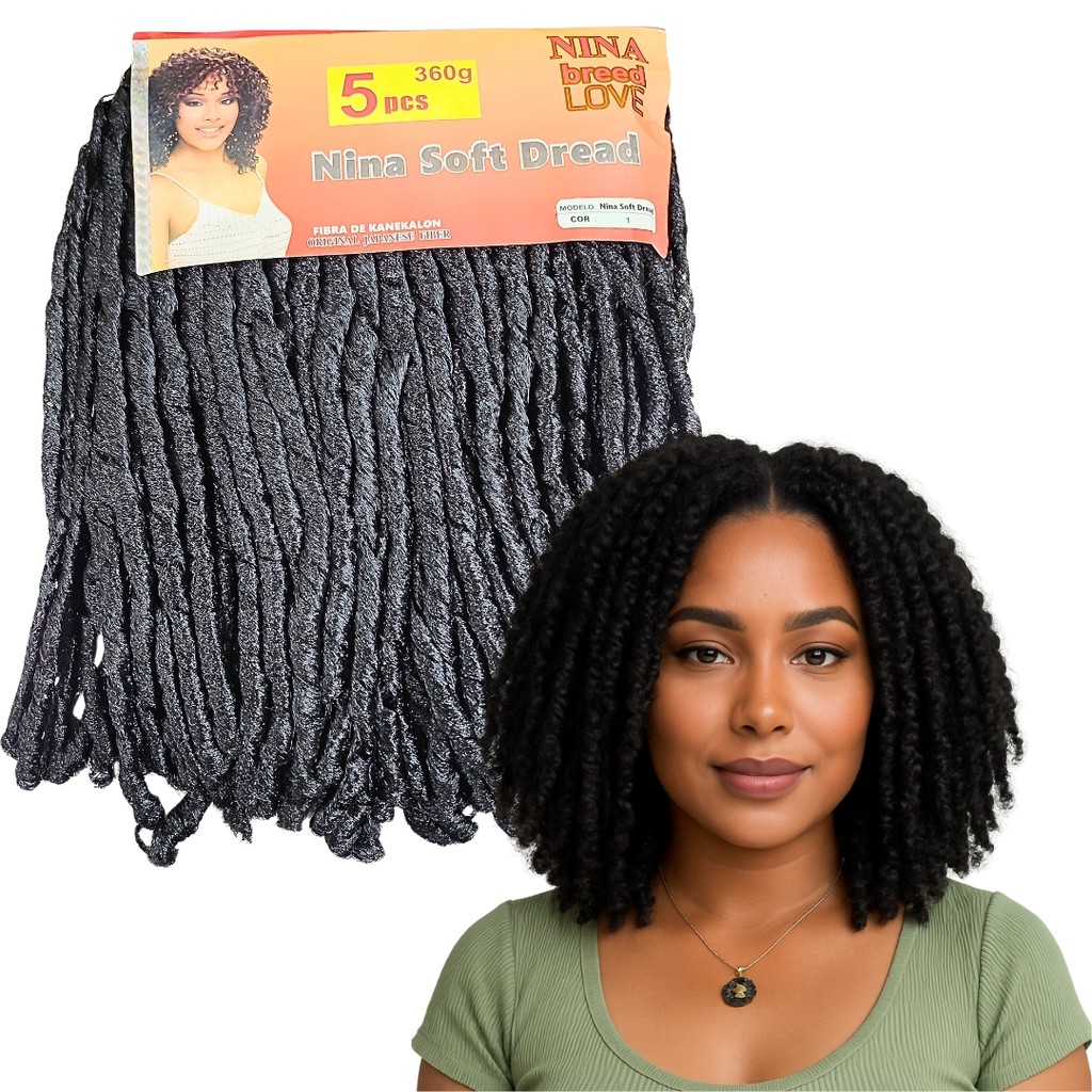 Kit com 5 peças Cabelo Cacheado Nina Castanho Nº2 360g Volumoso Natural iIeal Crochet Braids