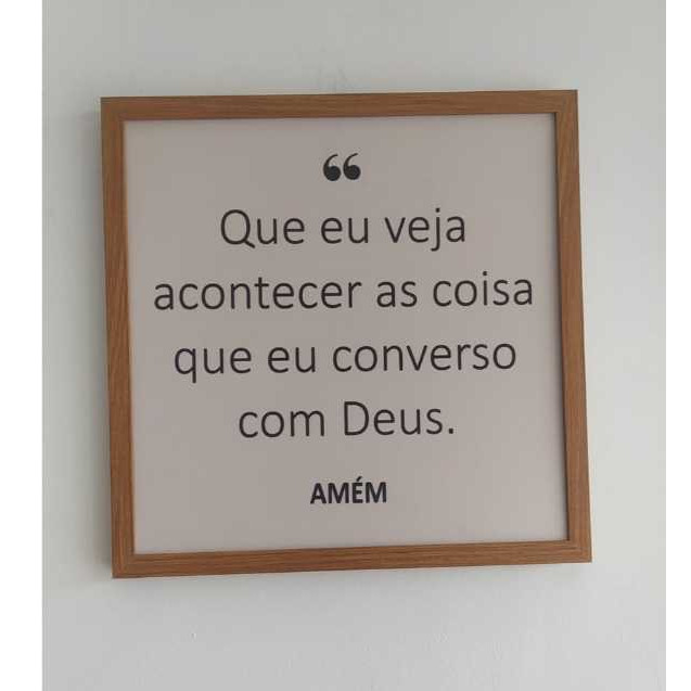 Quadro para caixa de luz 43x43 QUE EU VEJA ACOTECER AS COISA QUE EU CONVERSO COM DEUS. sala/decoração