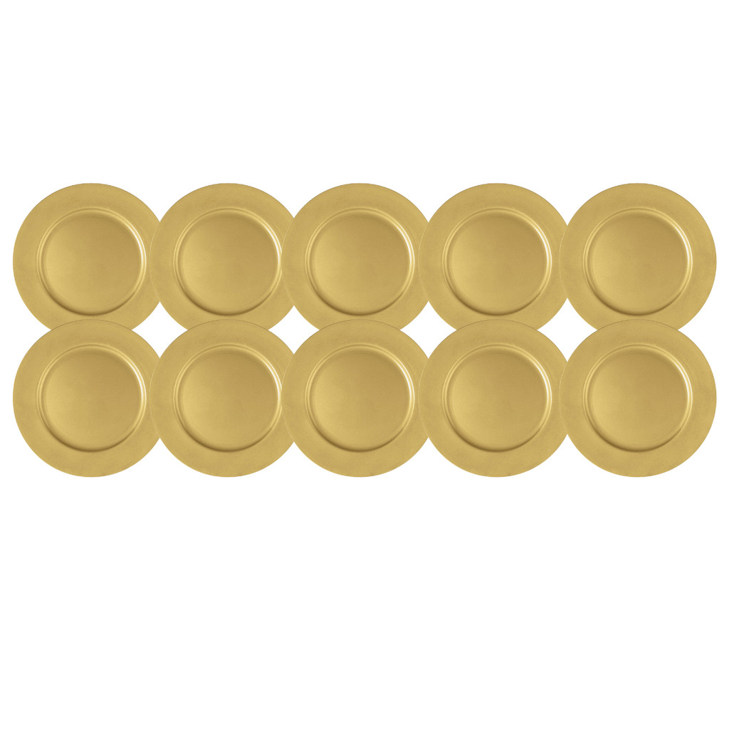 Kit 10 Sousplat Redondo Dourado PP 33Cm Rafimex