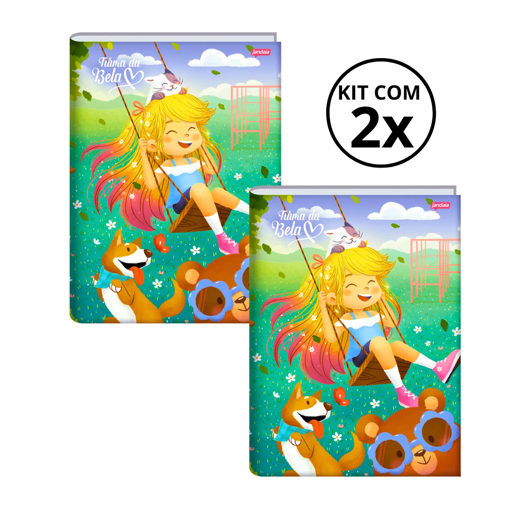 Kit Com 02 Cadernos Brochura 80 Folhas Turma da Bela - Jandaia CAPA:Balanço/Balanço em Oferta na Shopee