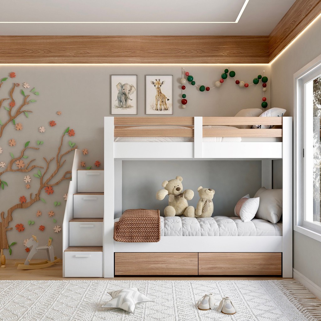 Beliche Infantil/juvenil 2 Gavetões e Escada com 4 Nichos Star Plus Casatema em Oferta na Shopee