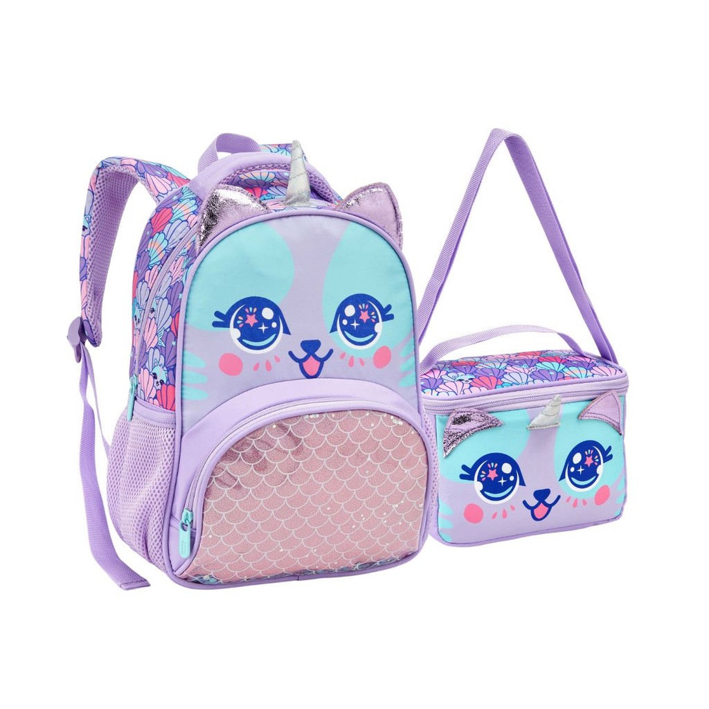 Kit Mochila Costas Lancheira Gatinha Panda Escolar Meninas em Oferta na Shopee