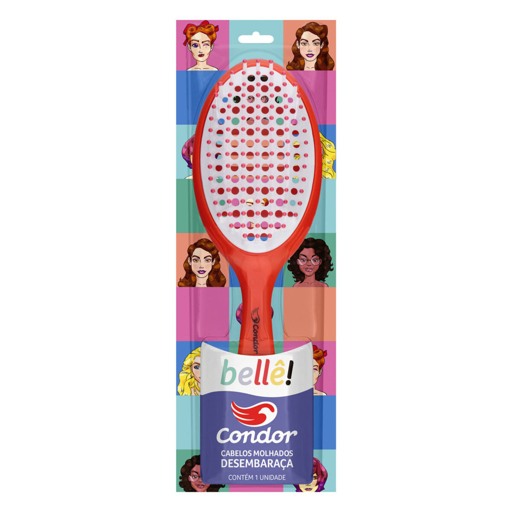 Escova Para Cabelo Oval Vermelha Condor Bellê! - Beauty