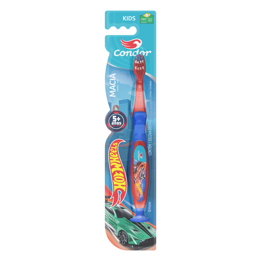 Escova Dental Macia Com Limpador De Língua E Ventosa Hot Wheels Condor Kids+ Cabeça P em Oferta na Shopee