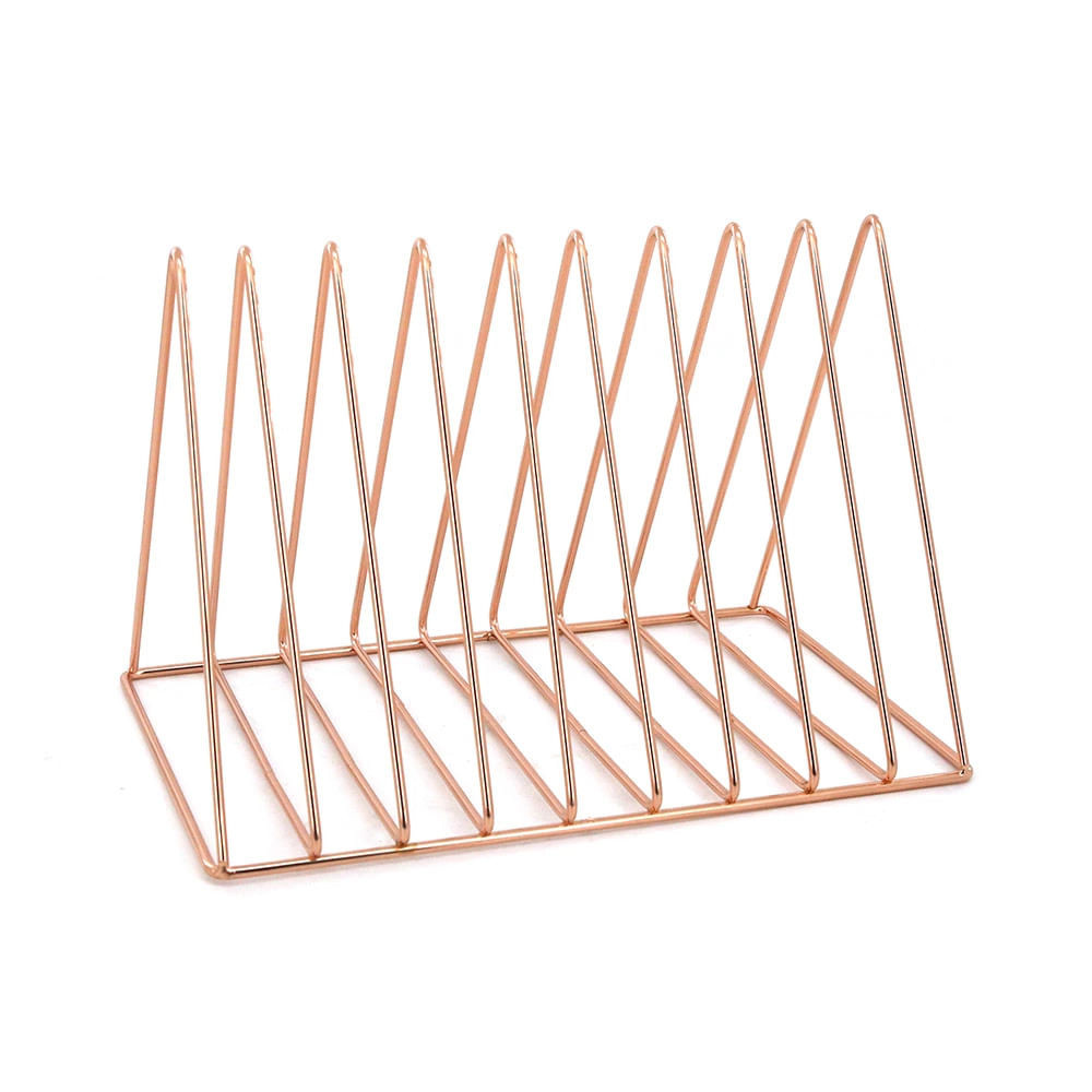 Porta-Livros Le Aramado Metal Triângulo com 5 Divisórias Rosé Gold - Stationery