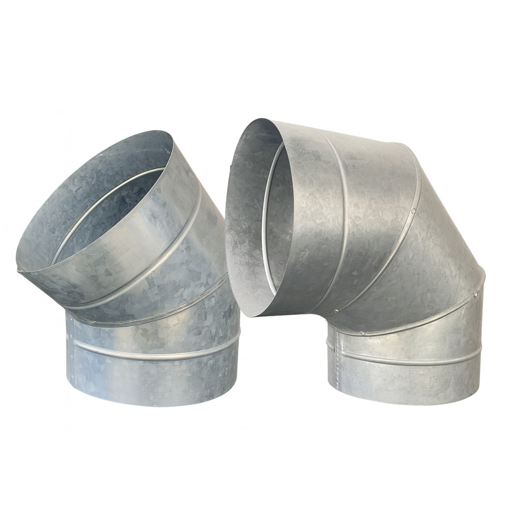Curva Galvanizada 250mm para Duto | Exaustão, Chaminé, Ventilação - Á Escolher 45° e 90°