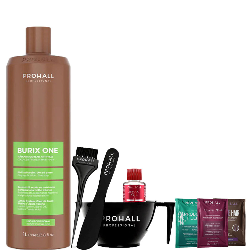 Prohall Burix One 1L Liso Suave Ácido Tanino + Kit Exclusivo em Oferta na Shopee