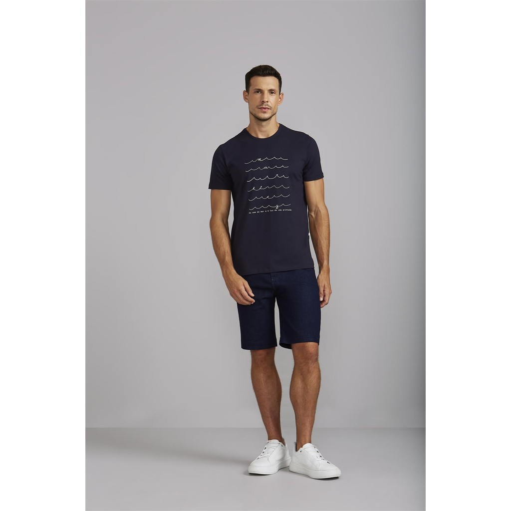 Camiseta Estampada Slim Fit - Azul Marinho - Men Clothes