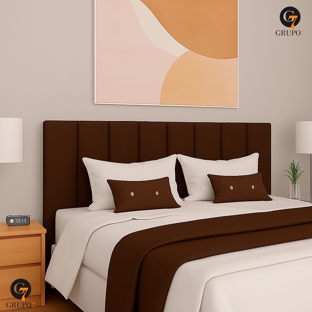 Kit Cabeceira Cama Marrom Escuro Estofada Placas 45x20cm Para Cama Solteiro Casal Box King Moderna