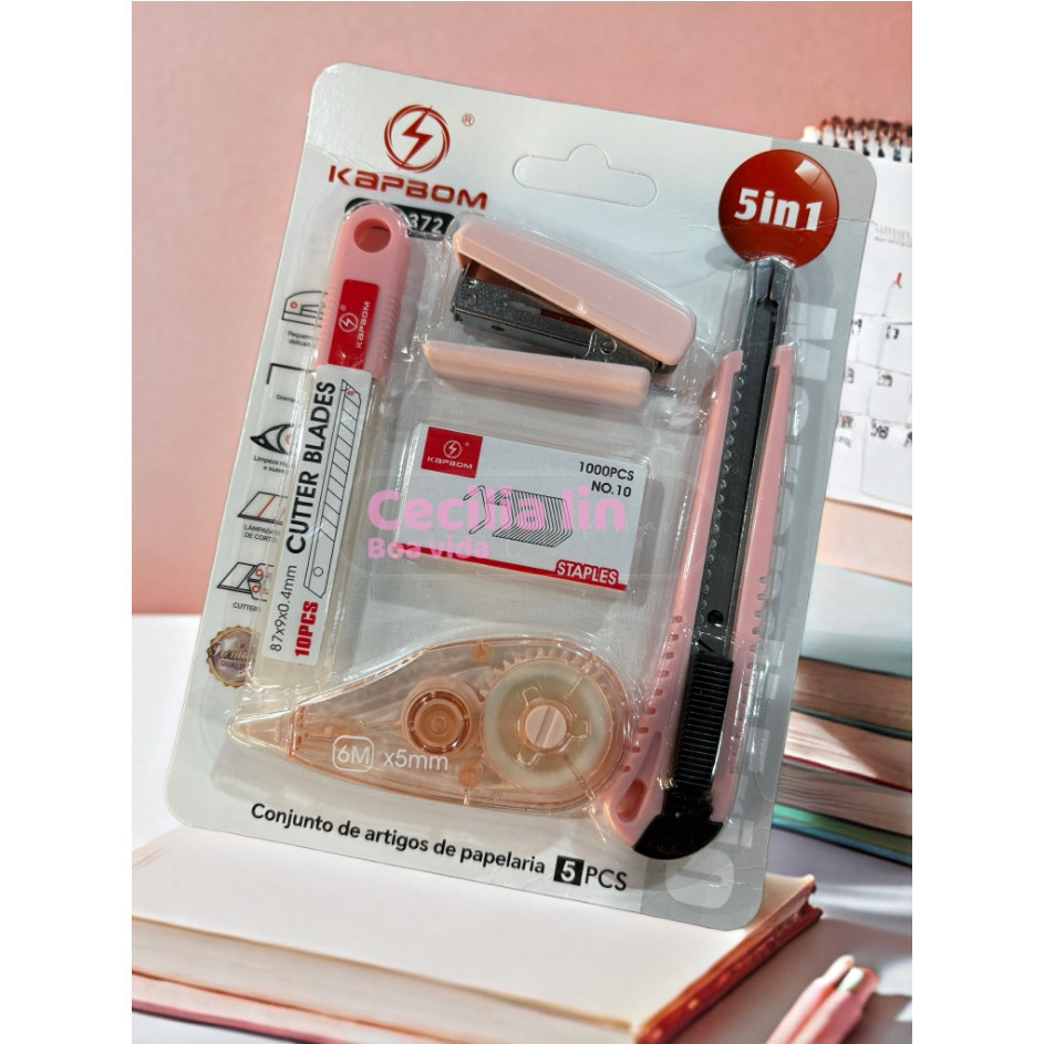 O papelaria inclui cortador, grampeador e fita corretiva para escritórios escolares-K6372