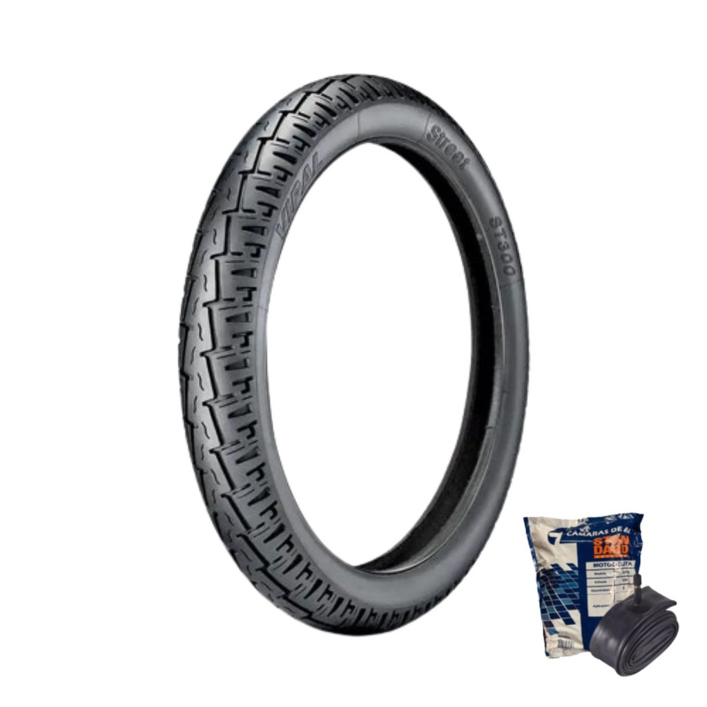 Pneu para Moto ST300 Vipal 275-18 Dianteiro com Câmara de Ar MG18 Gulfair para Titan, Fan, YBR, Factor.