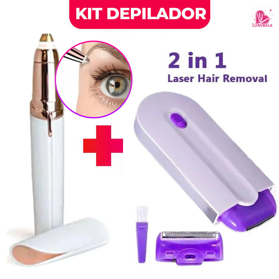 kit de cuidados femininos  lápis para sobrancelha + Depilador recarregável sem fio 2 em 1 em Oferta na Shopee